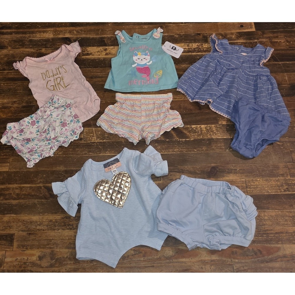 0-3 month Baby Girl/Infant Sets For Spring or Summer, 4 Cute Two Piece Outfits